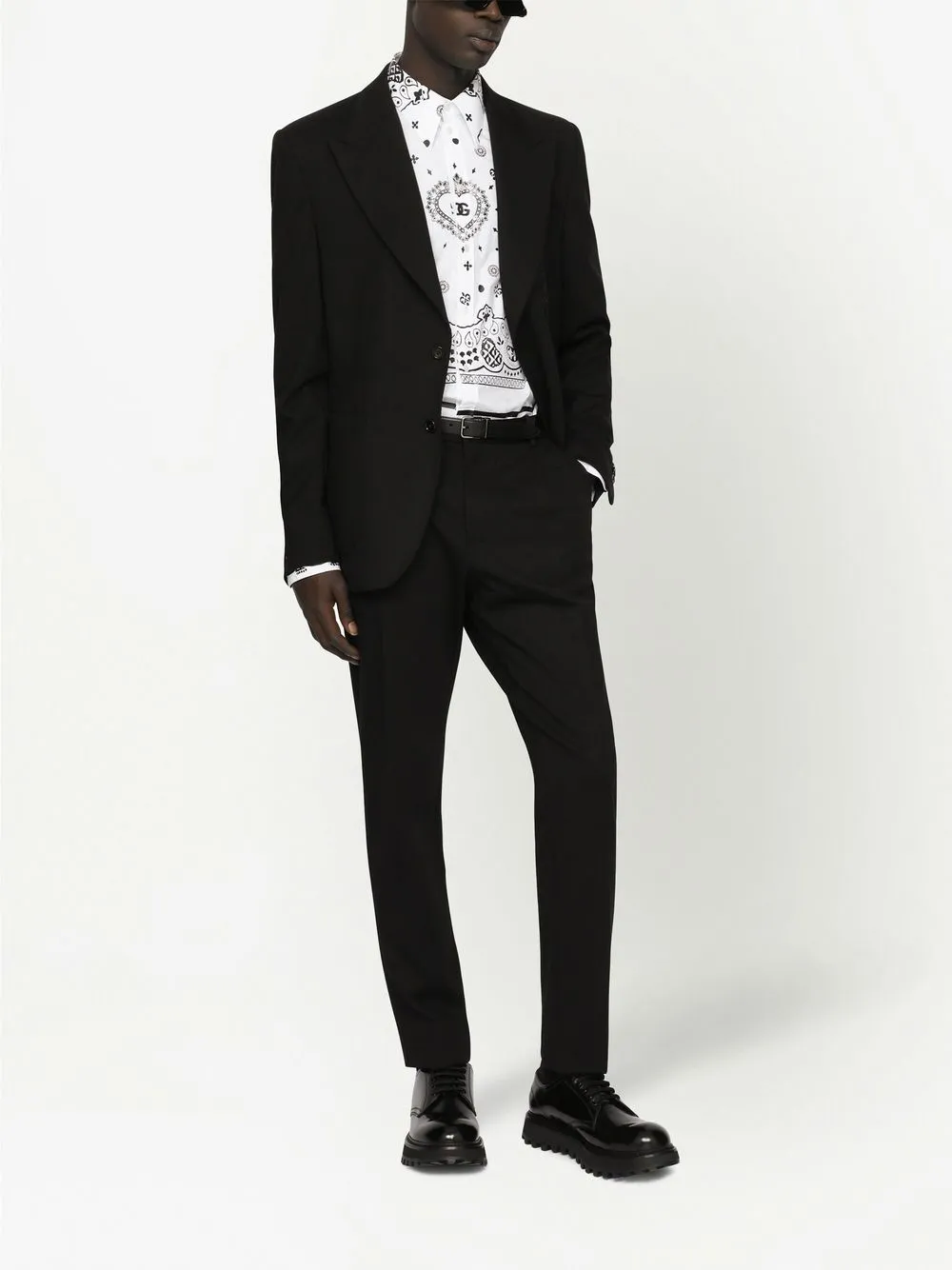 Image 2 of Dolce & Gabbana DG bandana-print slim-fit shirt