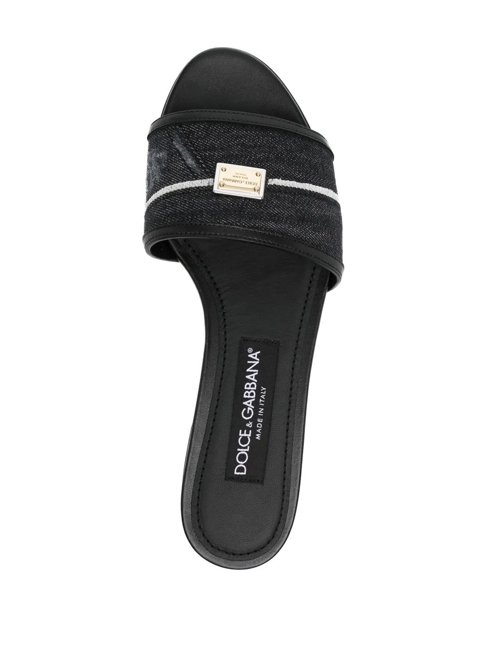 Dolce And Gabbana Logo Plaque Flat Slides Black Farfetch