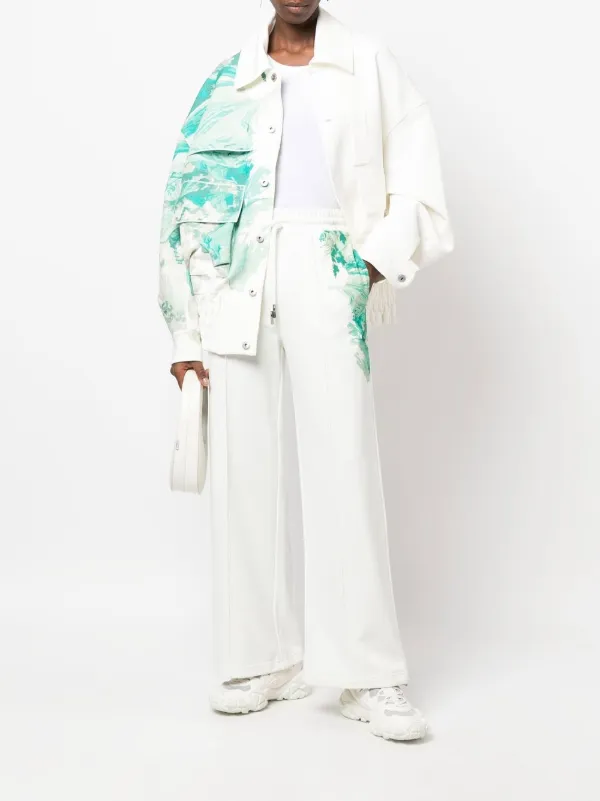 Feng Chen Wang Faded watercolour-print Jacket - White