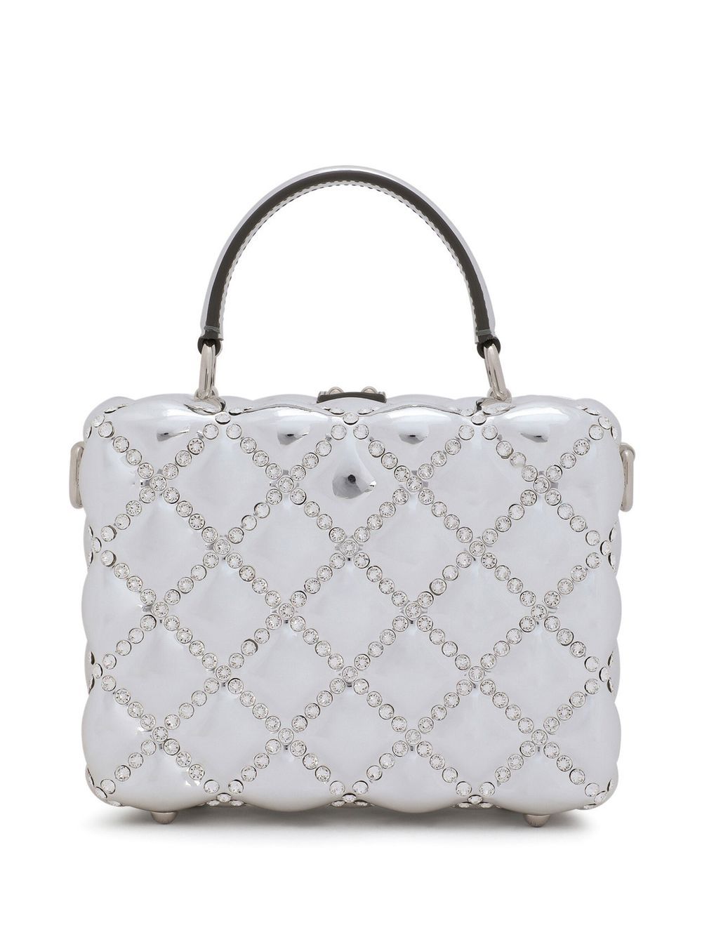 Shop Dolce & Gabbana Dolce Box Rhinestone-embellished Top-handle Bag In Metallic
