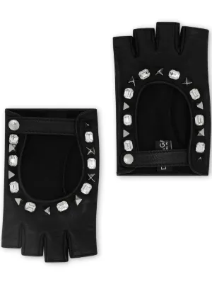 Dolce Gabbana Embellished Fingerless Leather Gloves Farfetch