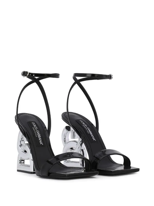 Dolce & Gabbana 3.5 105mm Patent Leather Sandals | Black | FARFETCH
