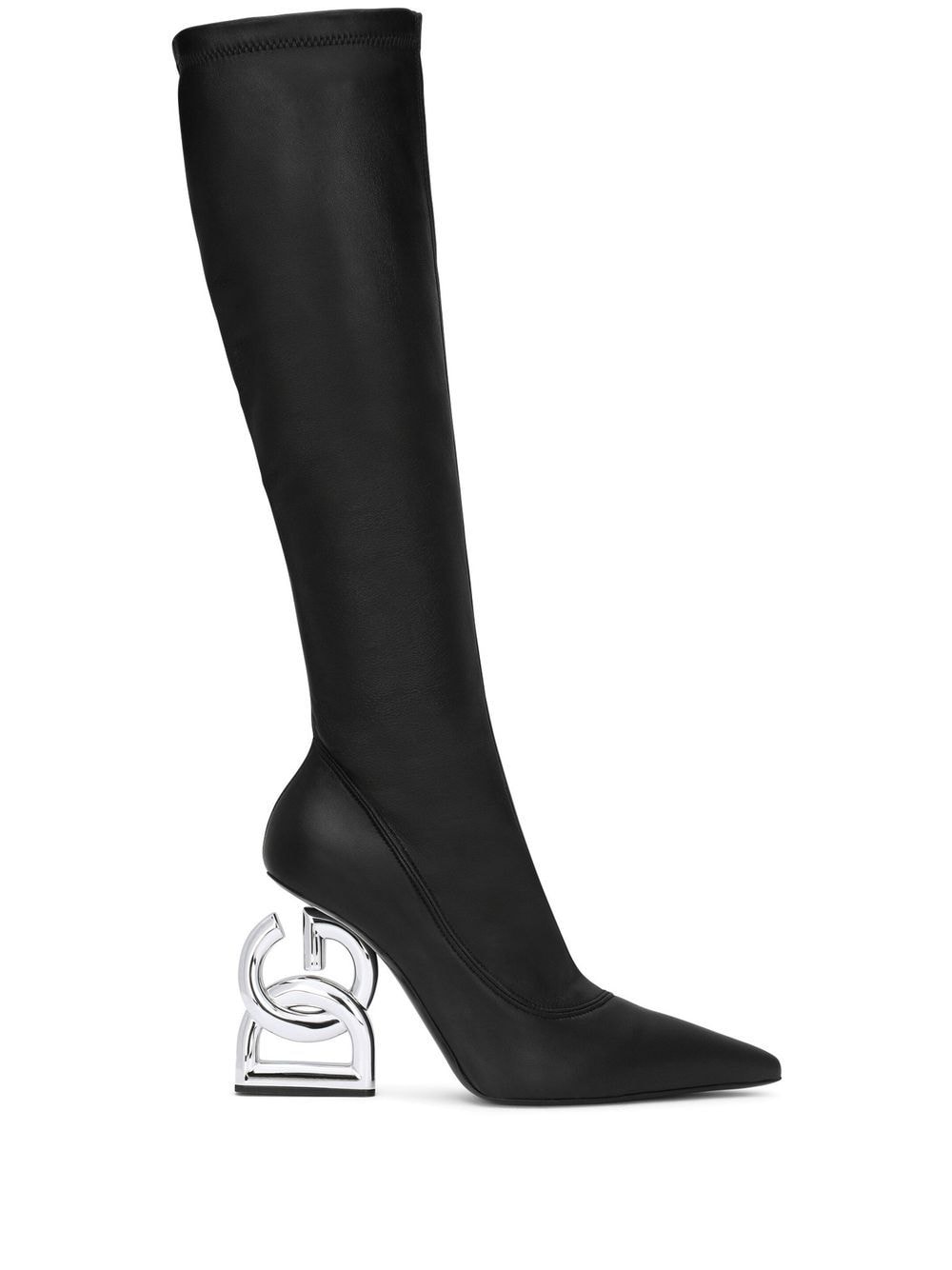 Image 1 of Dolce & Gabbana logo-heel knee-high boots