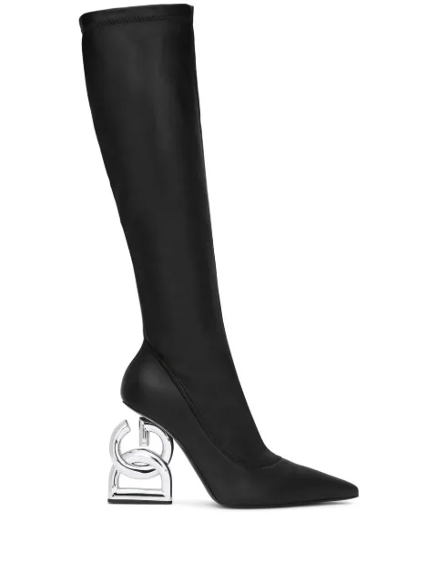 Dolce & Gabbana logo-heel knee-high boots