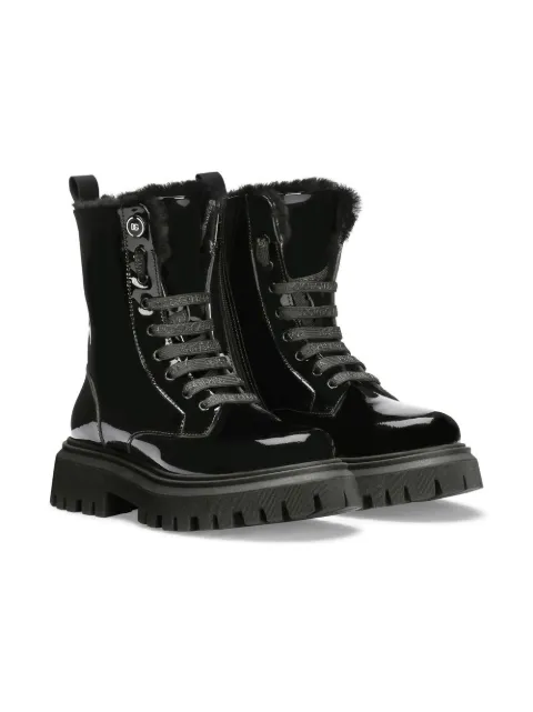 Dolce & Gabbana Kids patent leather combat boots