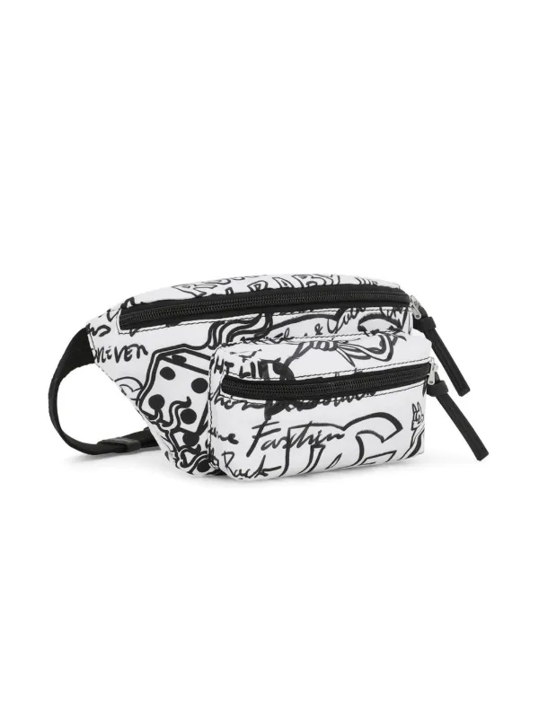 Dolce & Gabbana Kids' Graffiti-print Belt Bag In Black