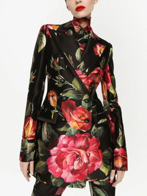 Dolce u0026 Gabbana rose-print Tailored double-breasted Blazer - Farfetch