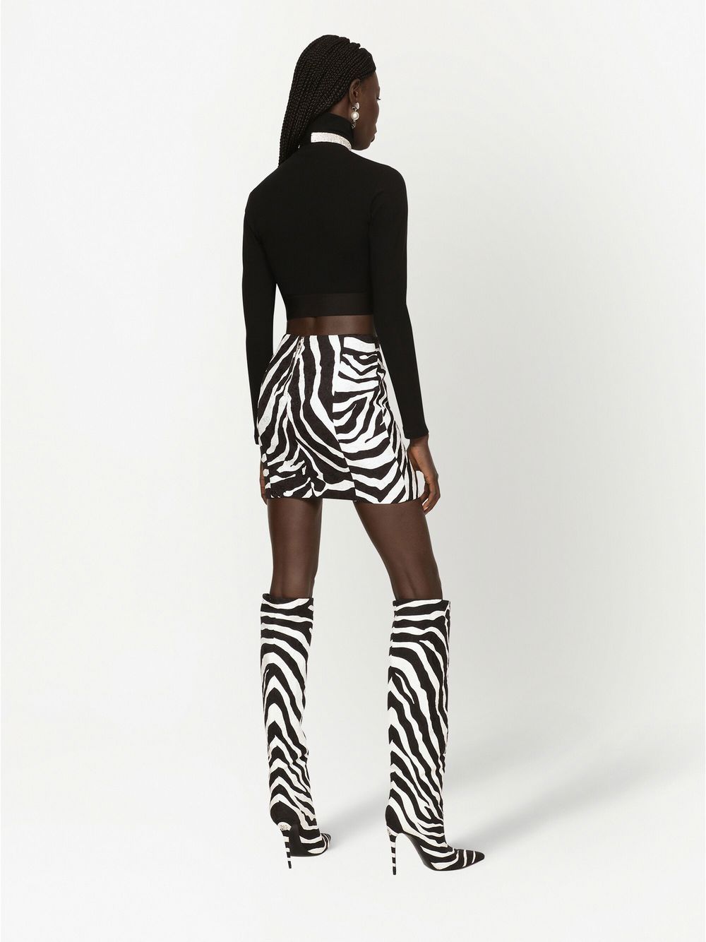 Shop Dolce & Gabbana Zebra Print Brocade Miniskirt In Schwarz
