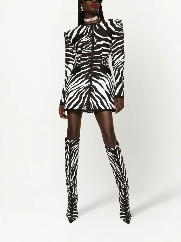 Dolce & Gabbana Zebra Print Brocade Miniskirt | Black | FARFETCH