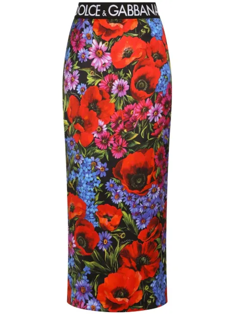Dolce & Gabbana floral-print maxi pencil skirt