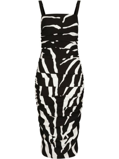 Dolce & Gabbana Cady zebramönstrad midiklänning