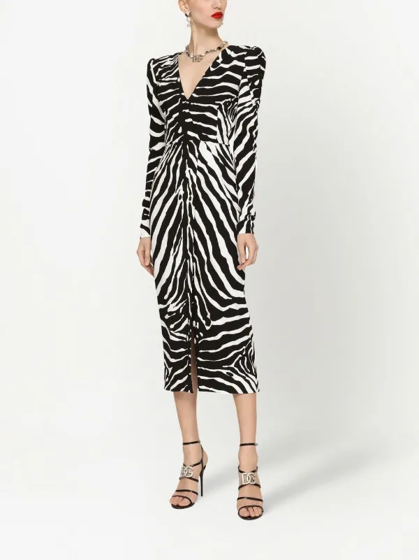 Zebra long 2025 sleeve dress