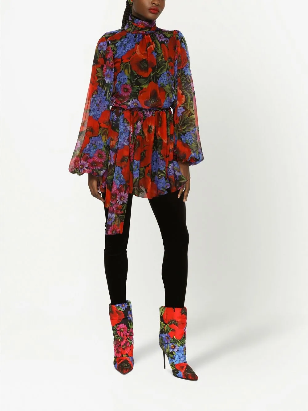 floral-print silk-chiffon minidress