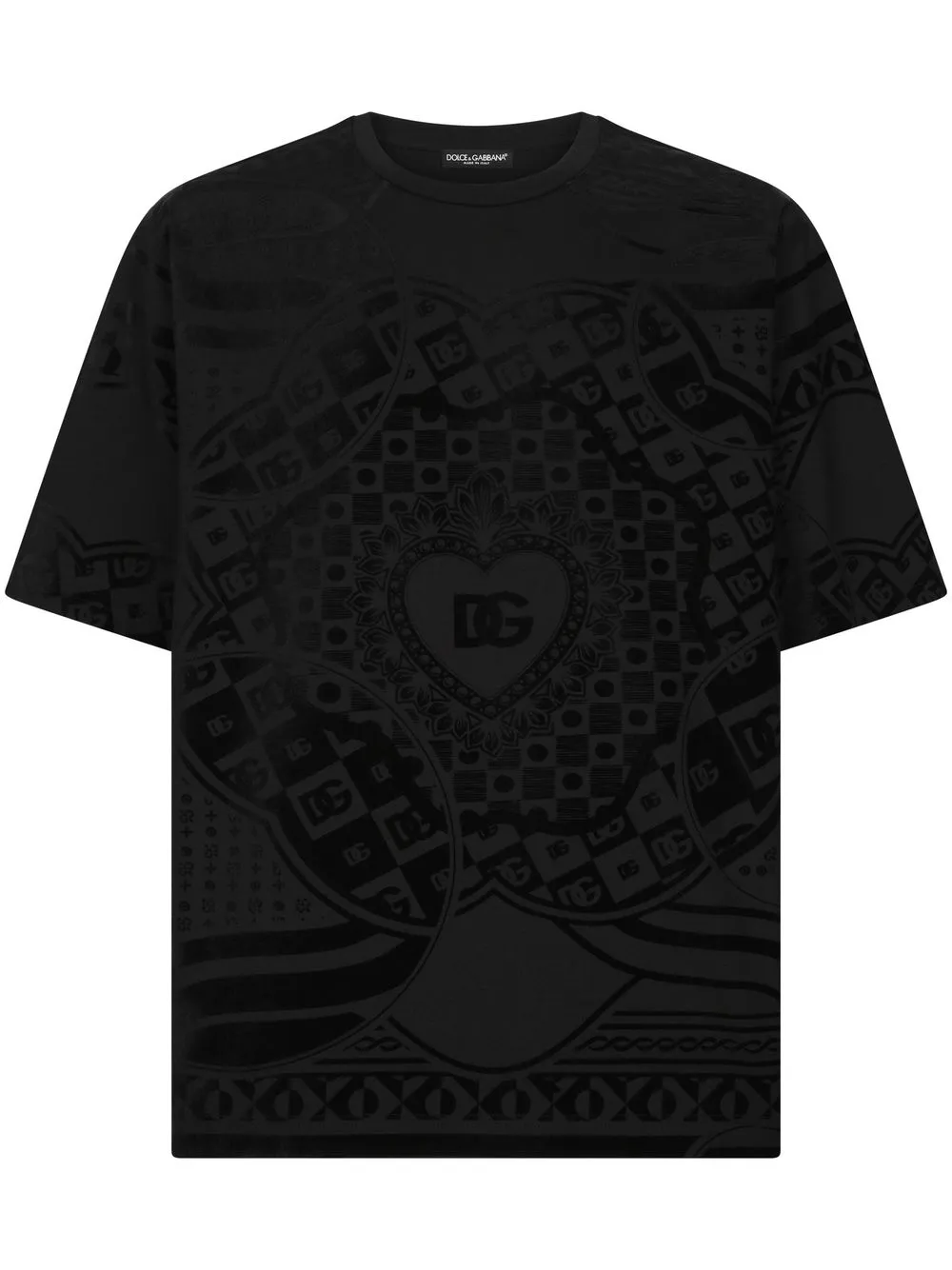 

Dolce & Gabbana flocked-logo jacquard T-shirt - Black