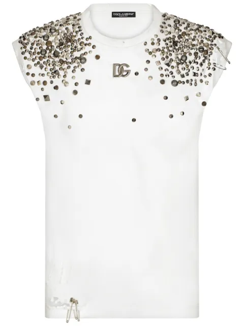 Dolce & Gabbana stud-embellished sleeveless T-shirt