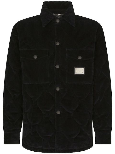 Dolce & Gabbana logo-plaque quilted corduroy jacket