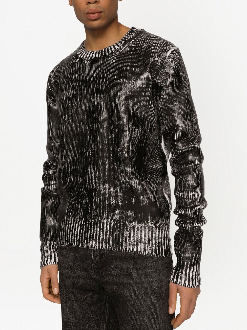 Shop Dolce & Gabbana Cracked-effect Knit Jumper In Black