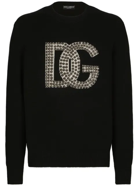 Dolce & Gabbana studded logo-detail jumper