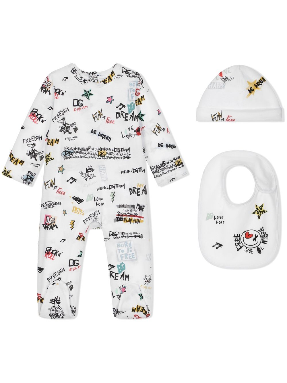 Dolce & Gabbana Kids rock-print babygrow set - White