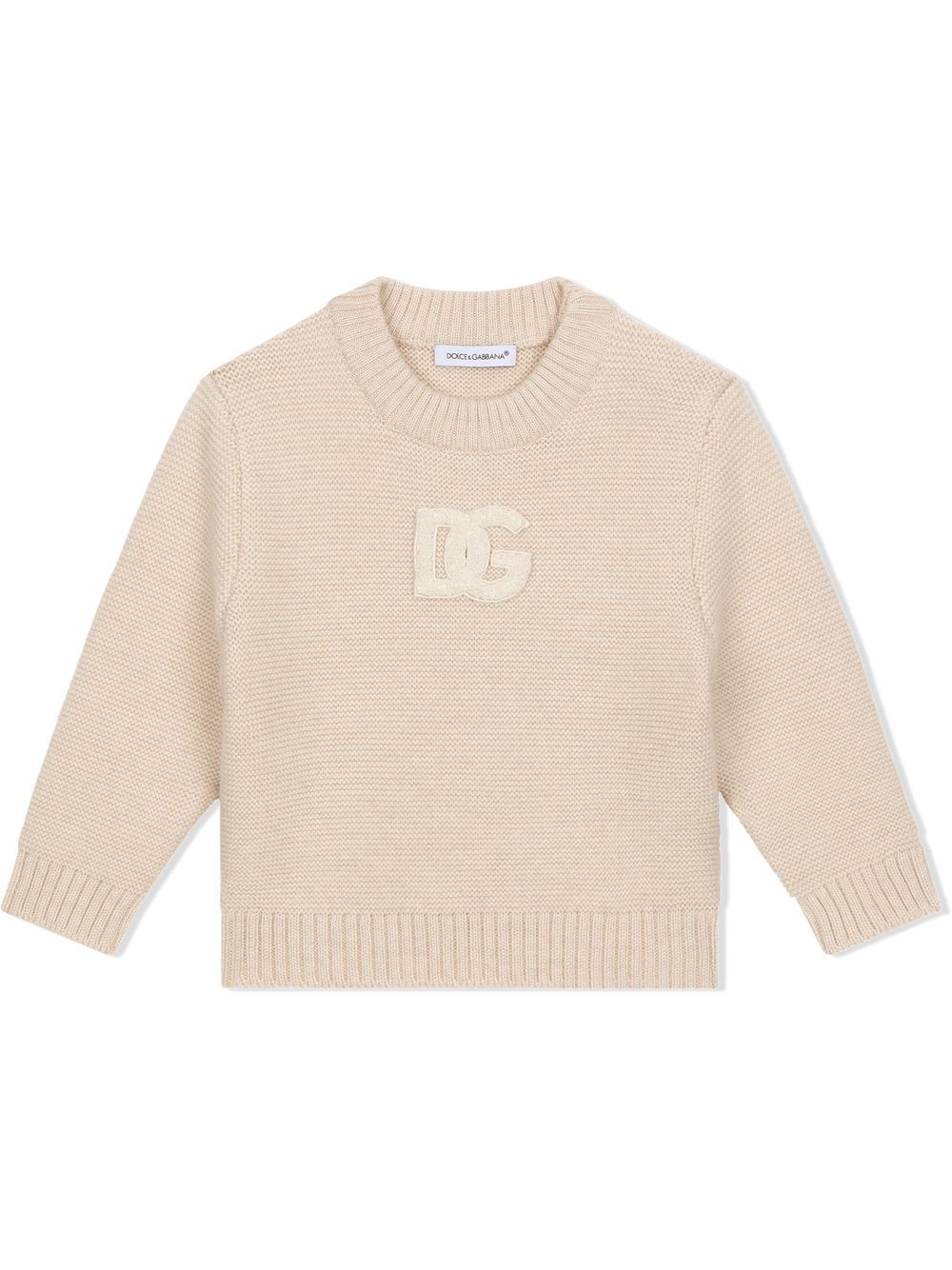 Dolce & Gabbana Kids logo-patch long-sleeve jumper - Neutrals