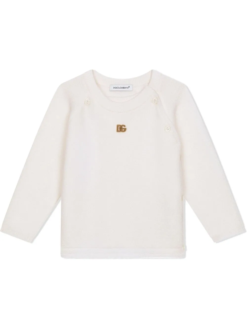 

Dolce & Gabbana Kids suéter con placa del logo - Blanco