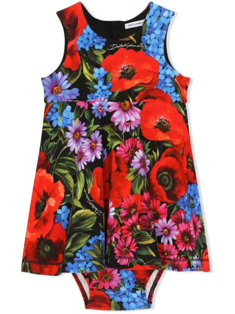 Dolce & Gabbana Kids Midikleid mit Meadow-Print