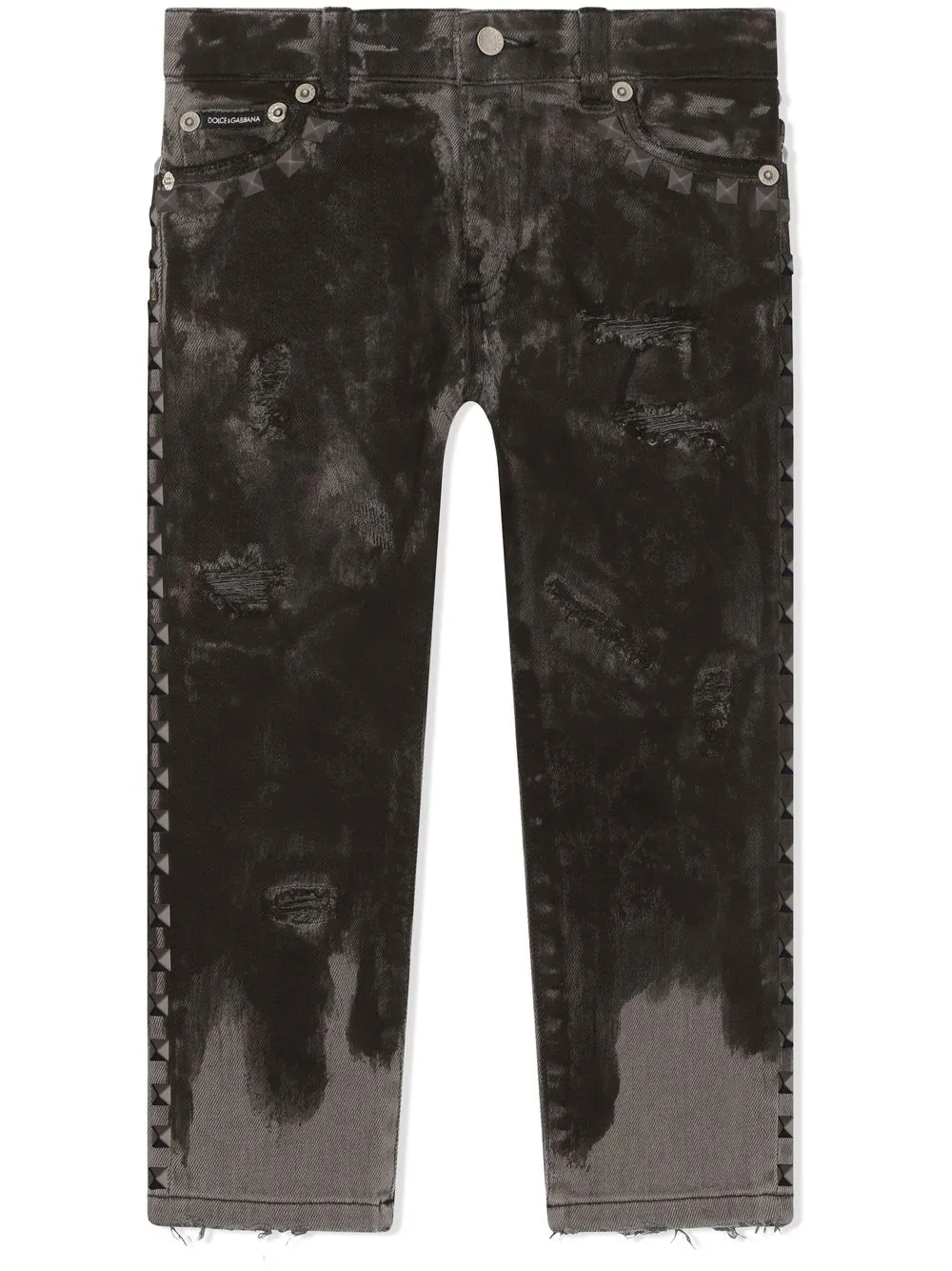 

Dolce & Gabbana Kids jeans rectos con apliques - Negro