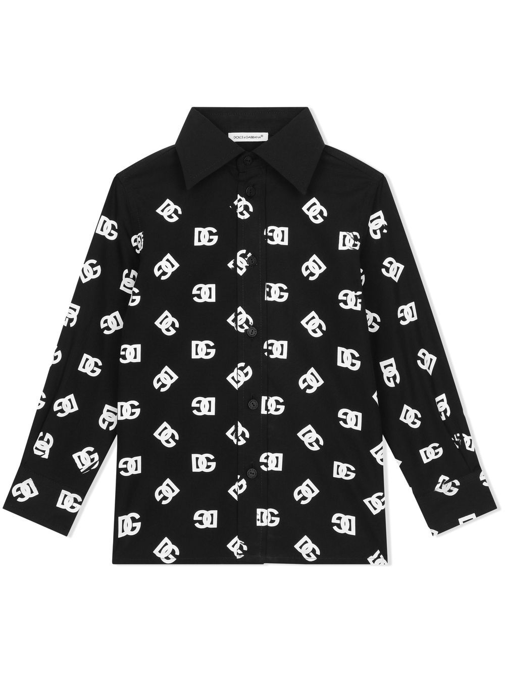 Dolce & Gabbana Kids DG-logo poplin shirt - Black