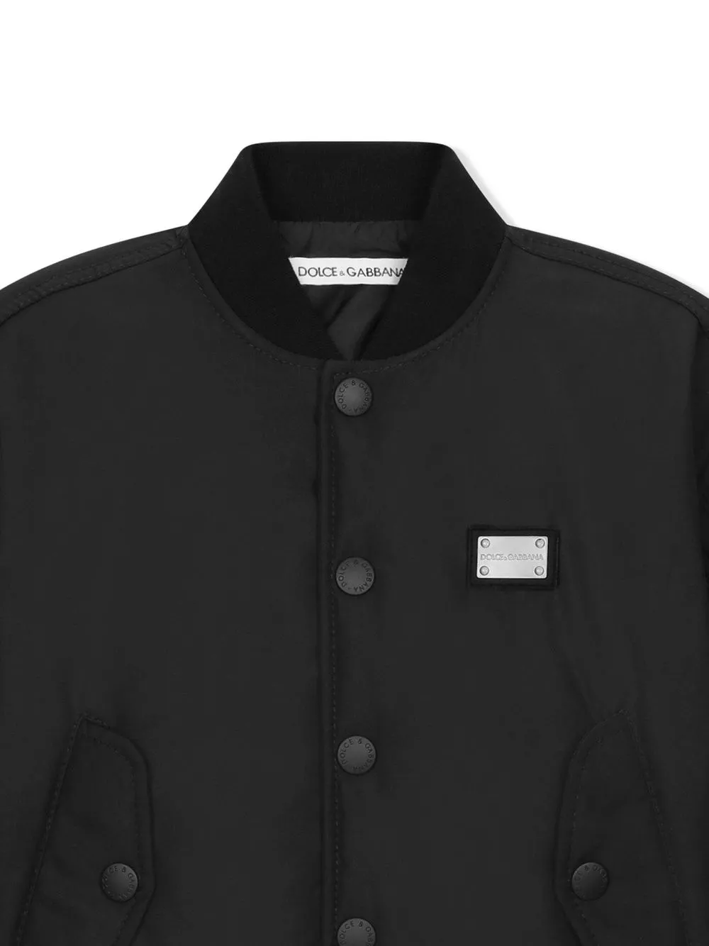  Dolce & Gabbana Kids Bomberjacke Mit Logo Schild   Schwarz 