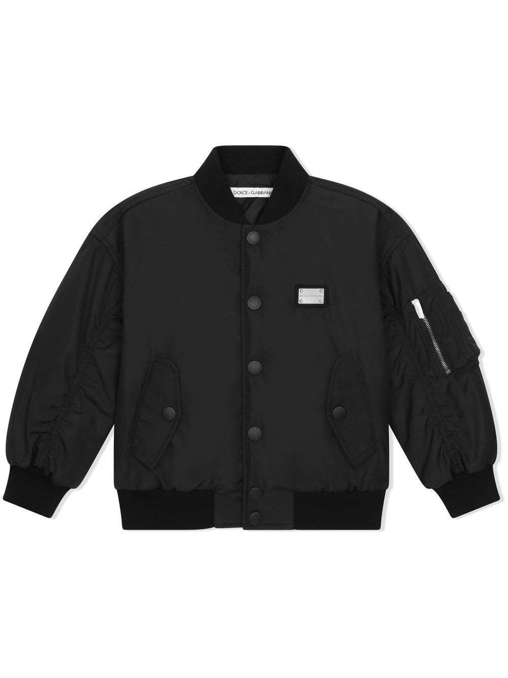 Dolce & Gabbana Kids logo-tag bomber jacket - Black