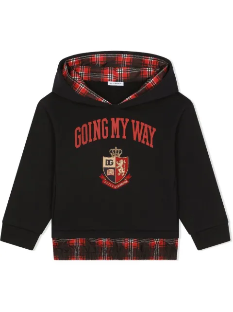 Dolce & Gabbana Kids tartan-trim hoodie