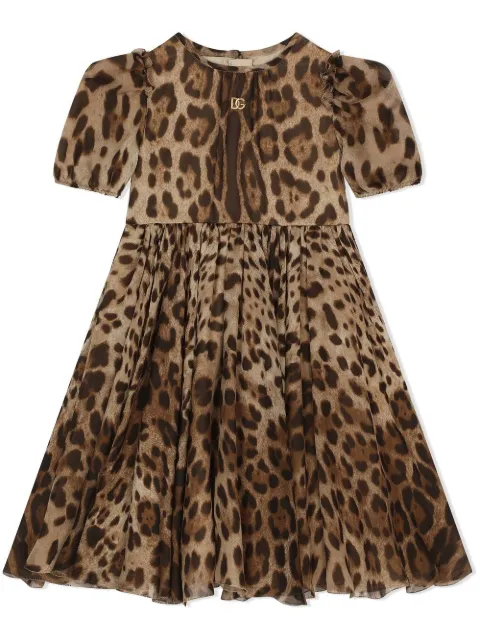 Dolce & Gabbana Kids leopard-print chiffon midi dress