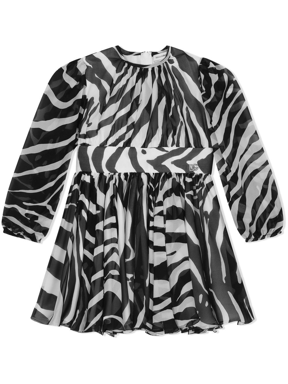 Dolce & Gabbana Kids zebra-print chiffon minidress - White