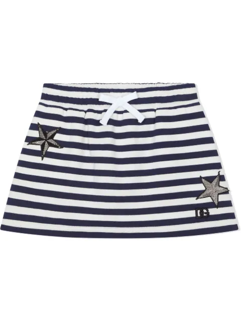 Dolce & Gabbana Kids star-patch striped skirt