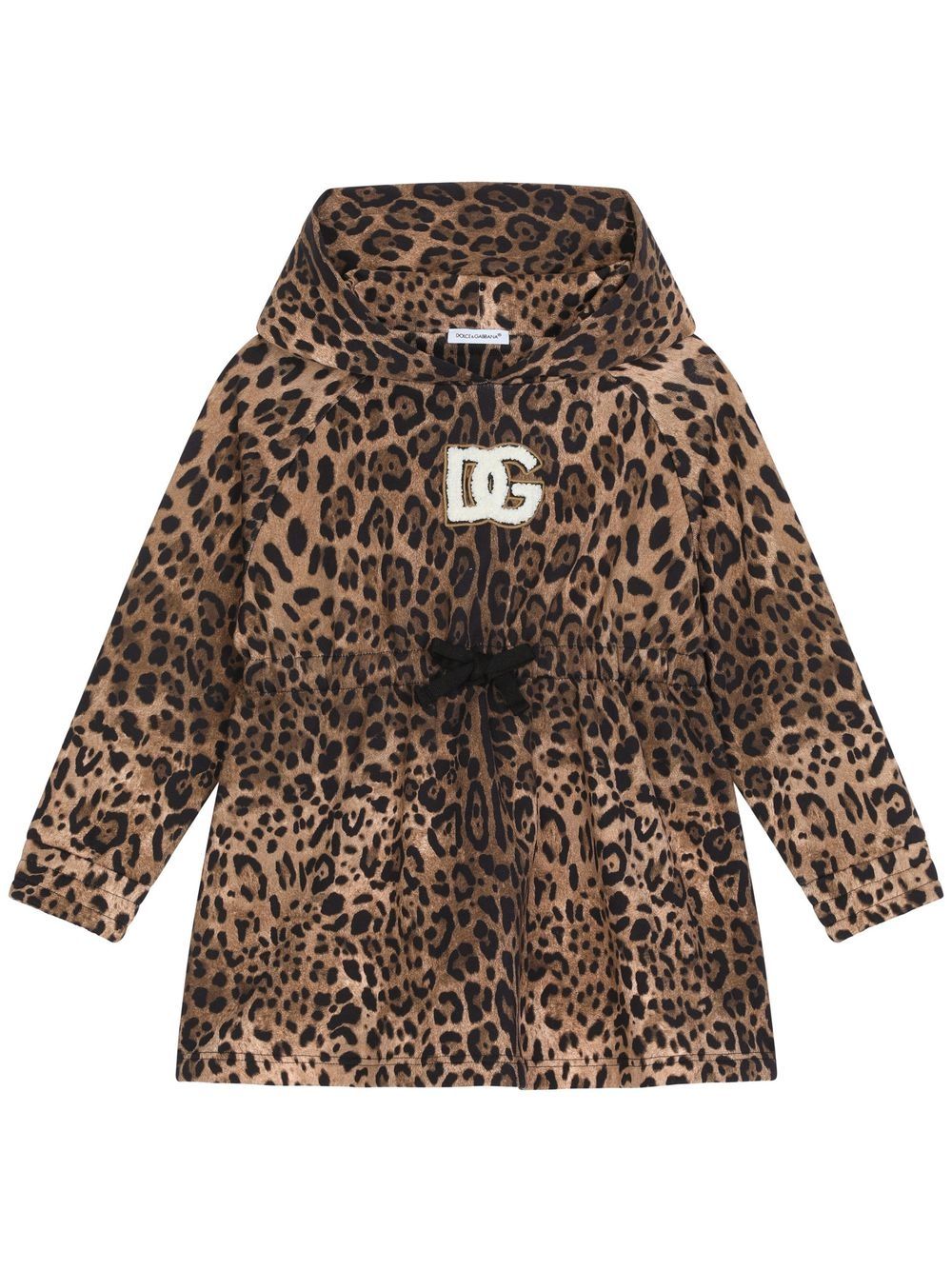 Dolce & Gabbana Kids leopard-print hooded dress - Brown