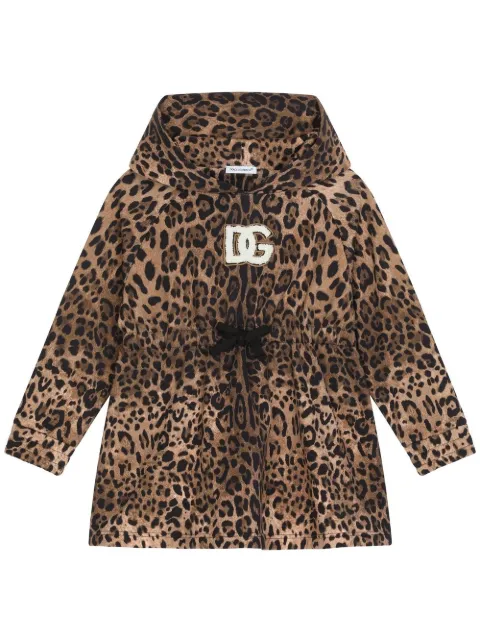 Dolce & Gabbana Kids leopard-print hooded dress