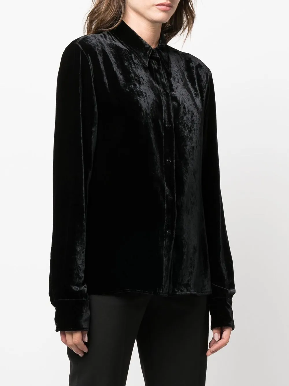  Tom Ford Hemd Aus Seidensamt   Schwarz 