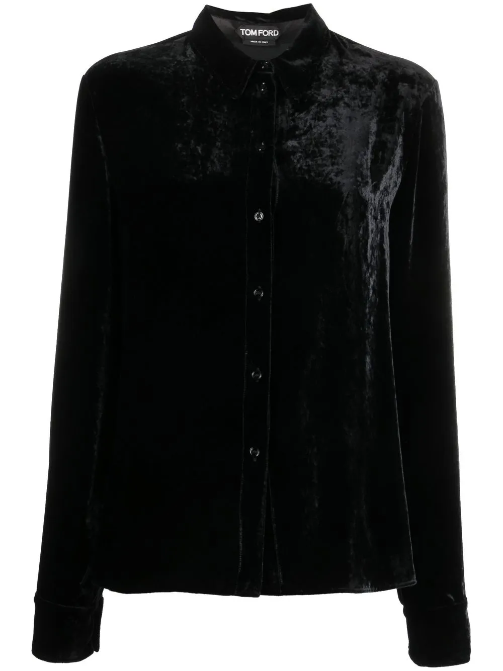 TOM FORD camisa de terciopelo arrugado - Negro