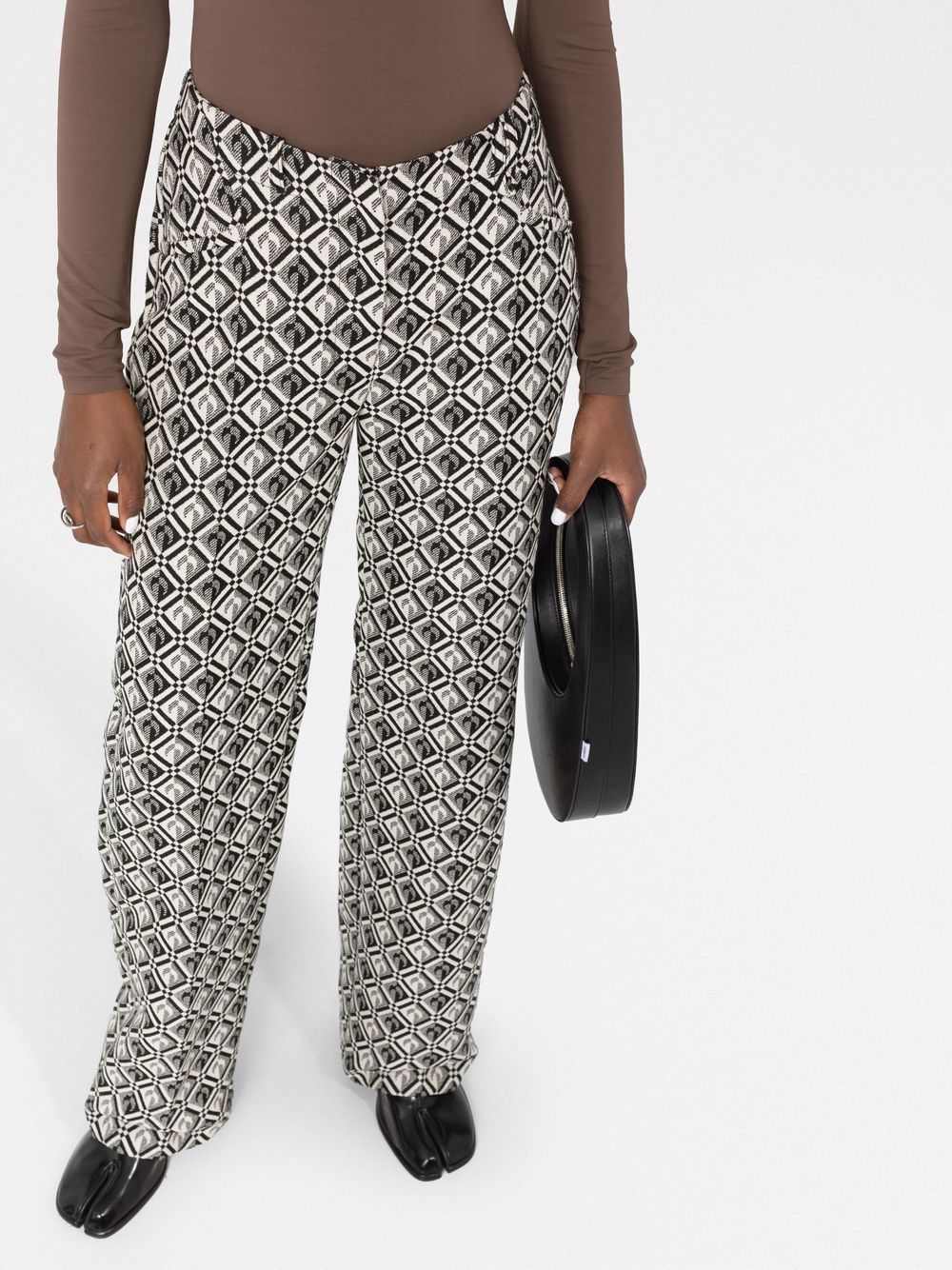 Shop Marine Serre Moon Diamant-print Tailored Trousers In Black