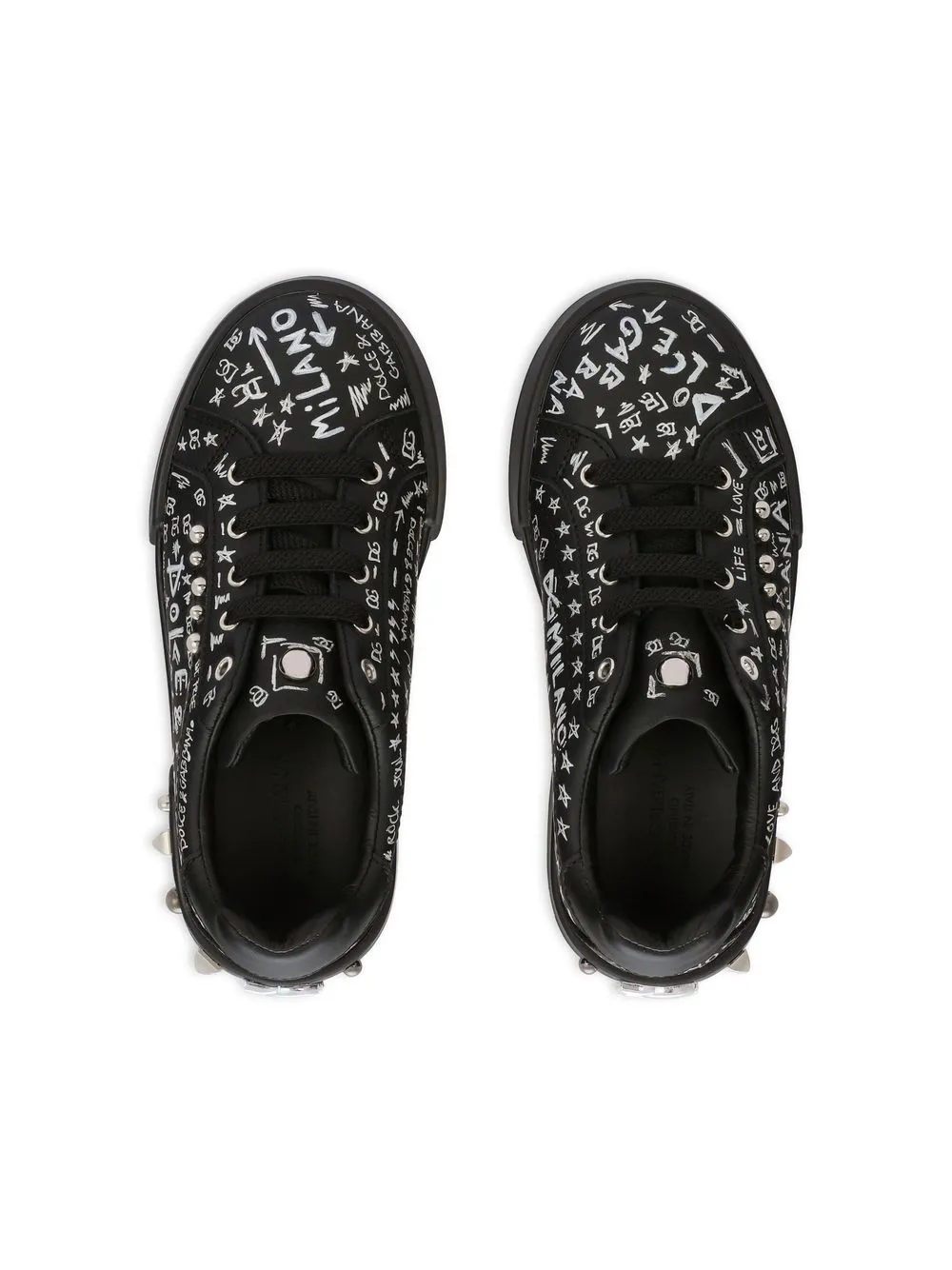 Dolce & Gabbana Kids Portofino Graffiti logo-print Sneakers