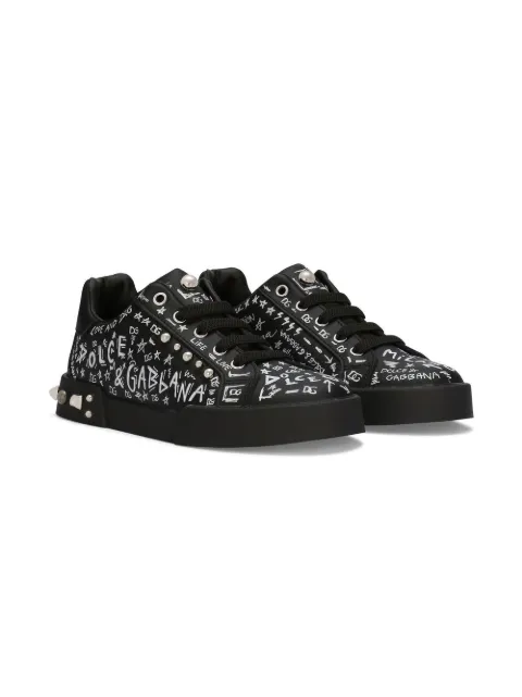 Dolce & Gabbana Kids Portofino Graffiti logo-print sneakers