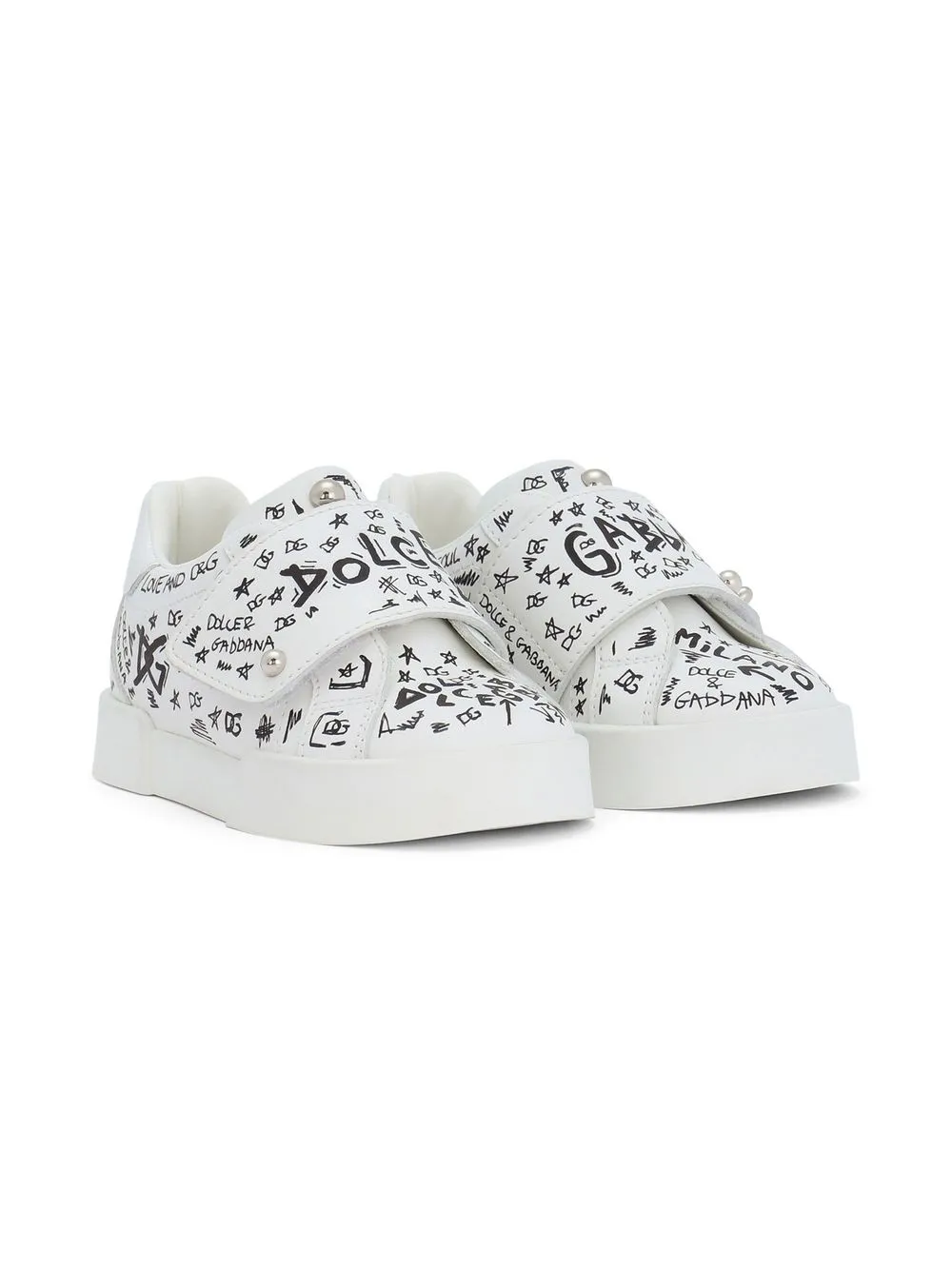 

Dolce & Gabbana Kids tenis Portofino con cierre autoadherente - Blanco