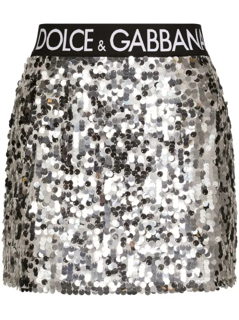 Dolce & Gabbana minikjol med paljettprytt midjeband