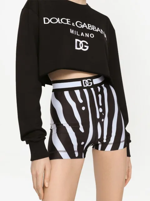 Dolce And Gabbana Logo Print Cropped Sweatshirt Farfetch