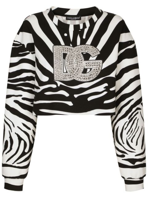 Dolce & Gabbana crystal-logo zebra print sweatshirt