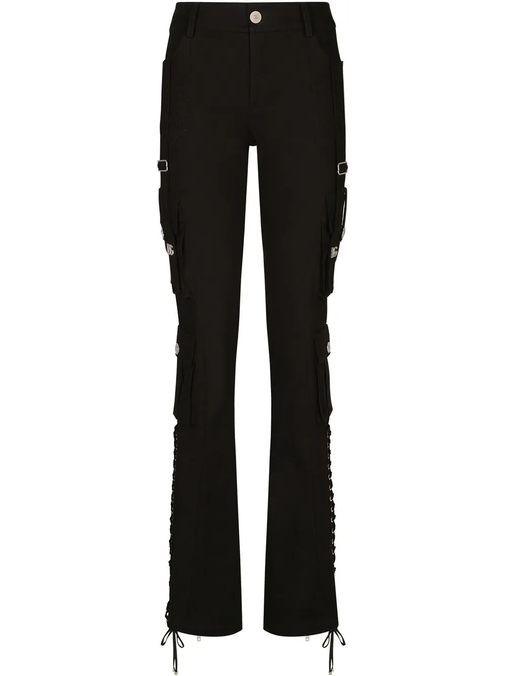 

Dolce & Gabbana eyelet-embellished flared cargo trousers - Black