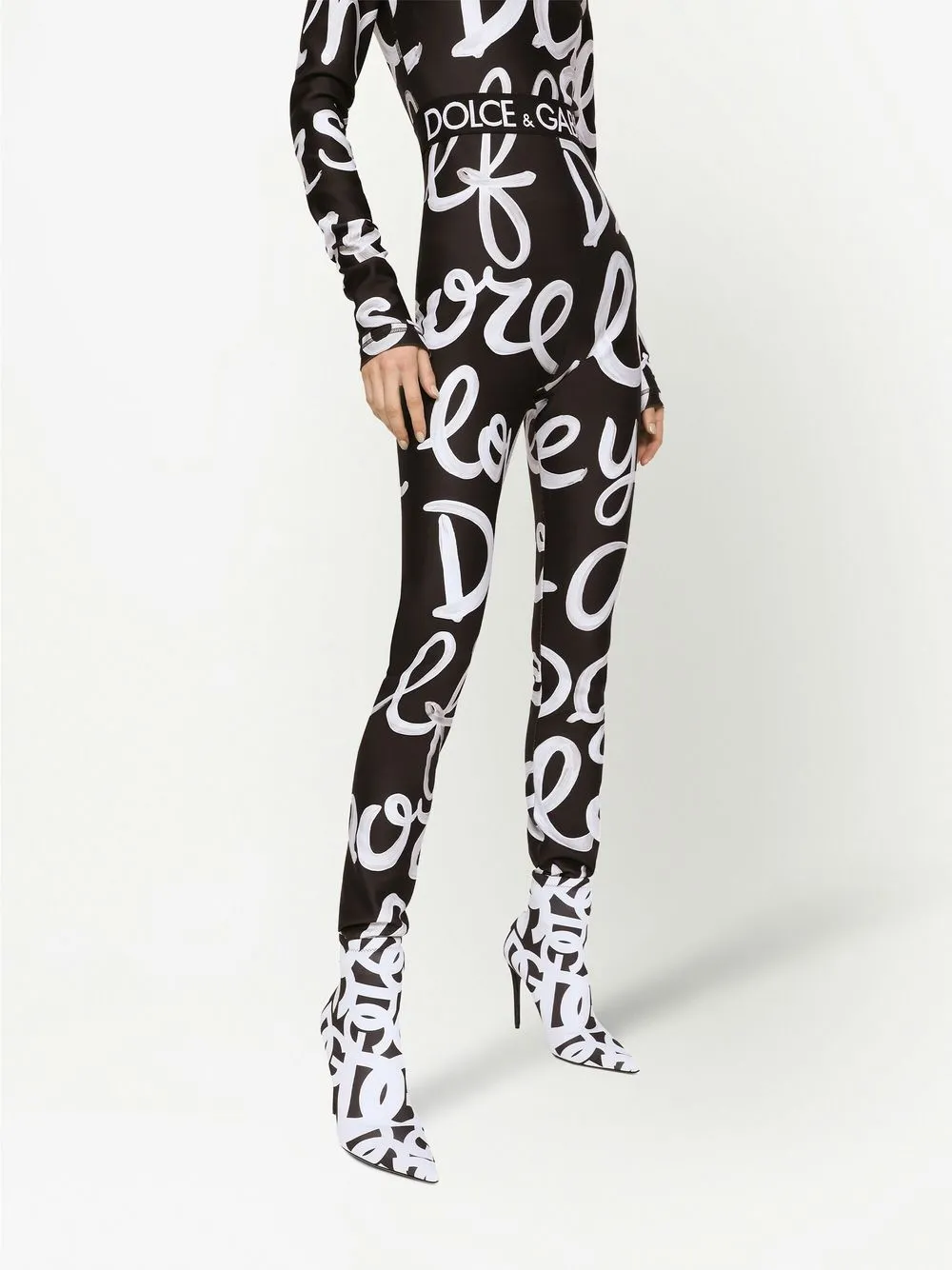 Dolce & Gabbana Yellow Rose Print Leggings