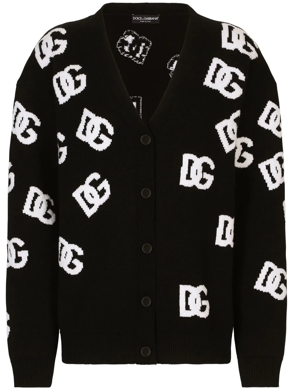 Shop Dolce & Gabbana Dg-logo Virgin Wool Cardigan In Black