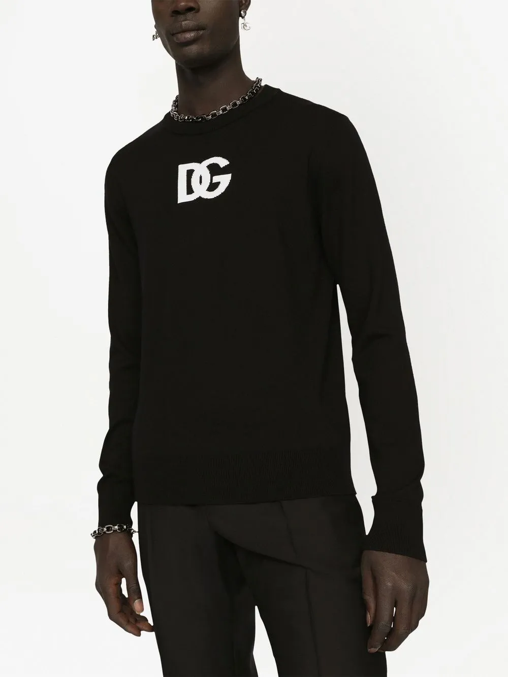 【D&G】DOLCE&GABBANA DG インターシャ セーター Dolce & Gabbana ドルチェ＆ガッバーナ プランジネック インター