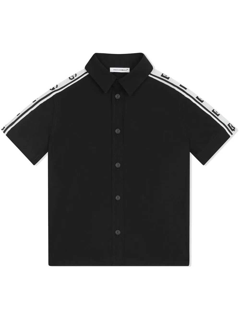 

Dolce & Gabbana Kids logo-panel short-sleeve poplin shirt - Black